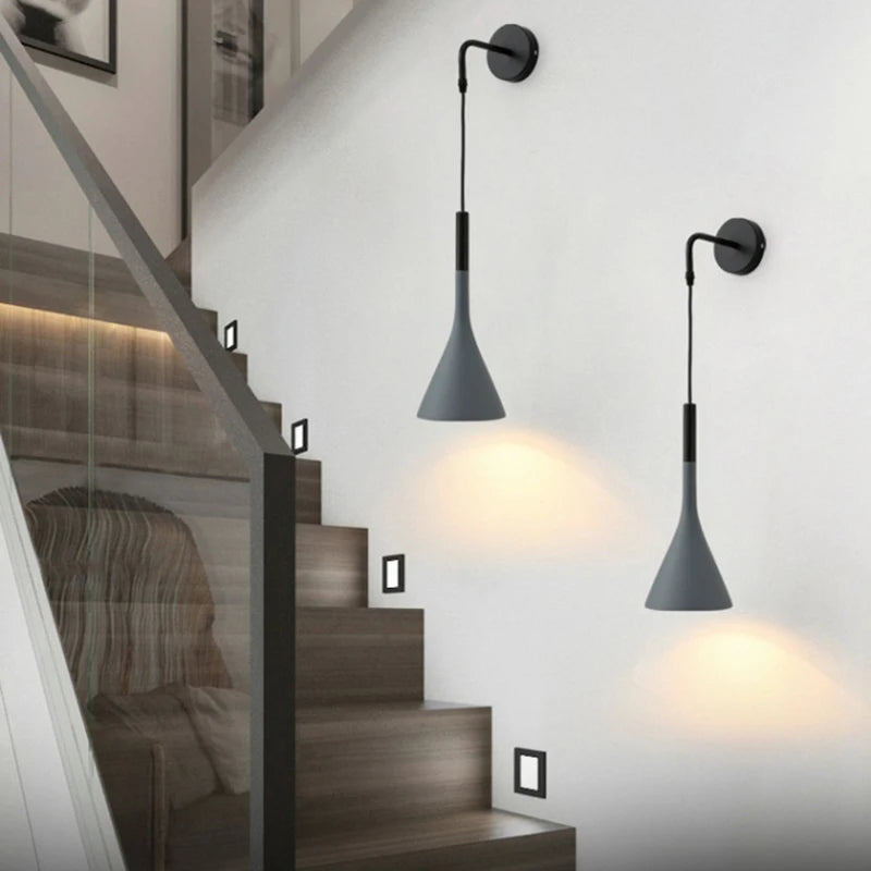Modern Bedroom Bedside Wall Lights Gray White Black Aluminium Wall Sconces LED E27 Wall Lamp Indoor Living Room Illuminaire