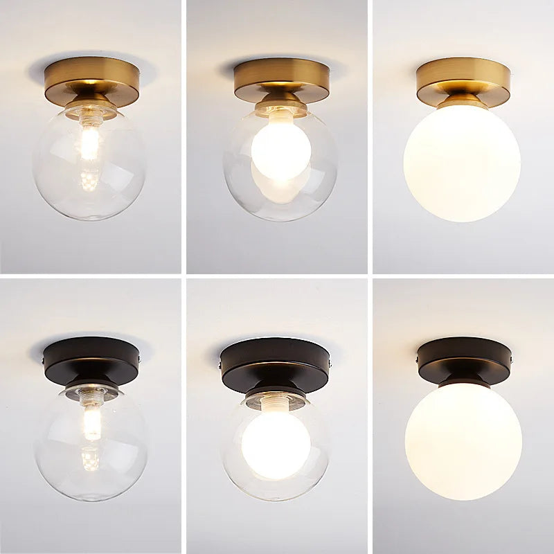 Modern Simple Corridor Ceiling Light Nordic Personality Creative round Glass Ball Ceiling Lamp for Home Decor Fixtures