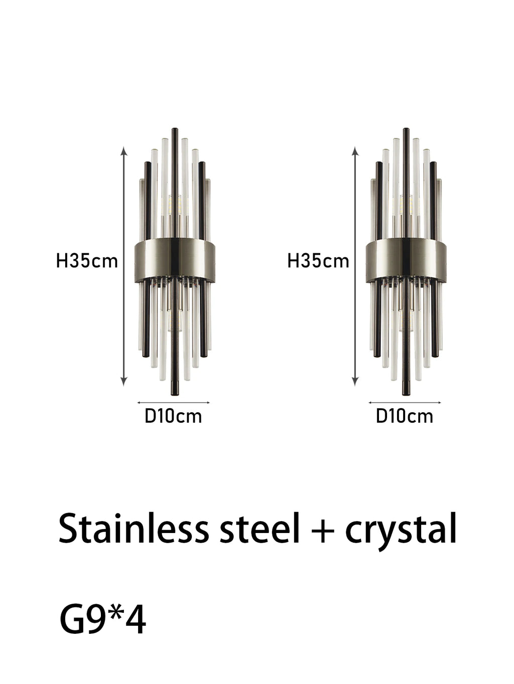 110-240V Crystal Wall Light Golden/Black Stainless Steel Lustre Bedroom Room Decoration LED Neutral Light Lamp