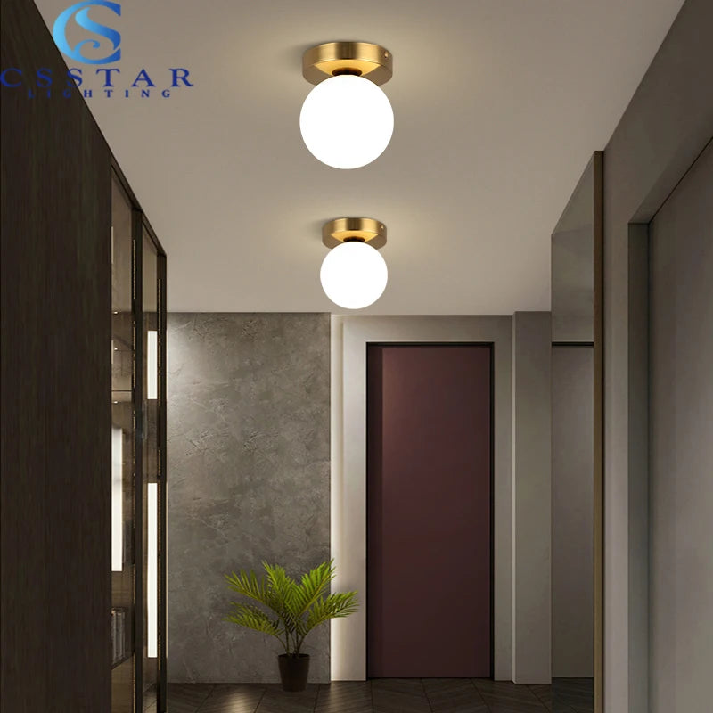 Nordic Simple Modern round Glass Ball Ceiling Lamp Living Room Lighting Hallway Ceiling Light Bedroom Lamp Led Light